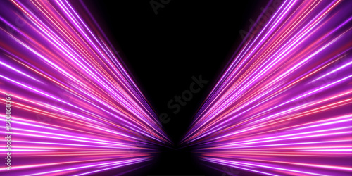 Fuchsia glowing highway with sparkling motion trails, flowing neon curves and futuristic acceleration concept vector
