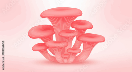 A cluster of vibrant pink oyster mushrooms with detailed gills
