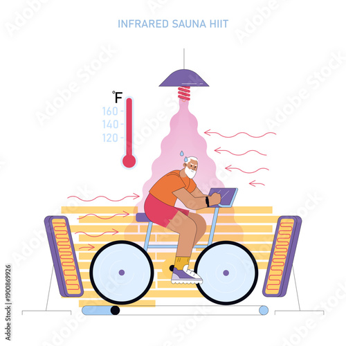 Infrared Sauna HIIT Cycling Vector Illustration