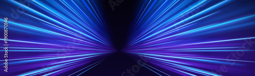 Cyan speed tunnel with flowing light streaks, sparkling motion trails and radiant neon energy effect vector
