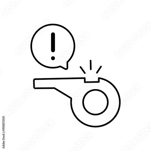Whistleblowing icon, isolated on white background.