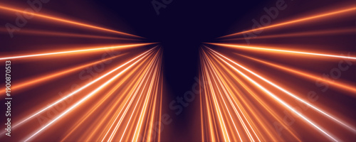 Radiant orange speed trails create a flowing motion path filled with warmth and intensity. A futuristic transport concept with bold luminous dynamics vector