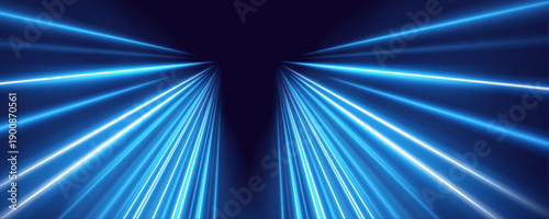 Azure glowing highway with vibrant digital light waves, fast moving neon trails and urban futuristic speed concept vector

