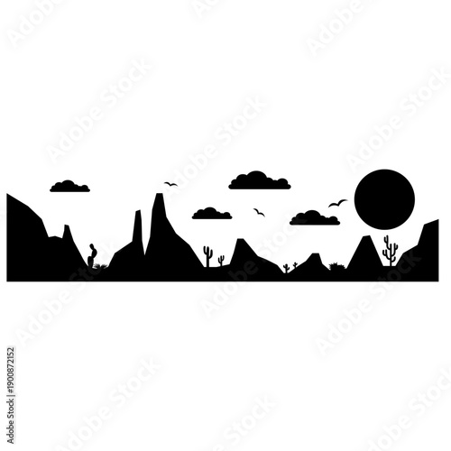 Desert vector icon. Mountain landscape Illustration sign. Mountains symbol or logo.