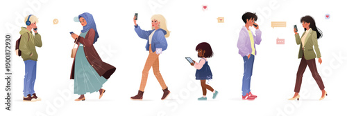 diverse people of different ages using smartphone surfing