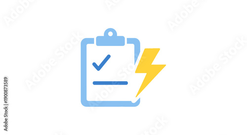 Checklist clipboard with lightning bolt icon.