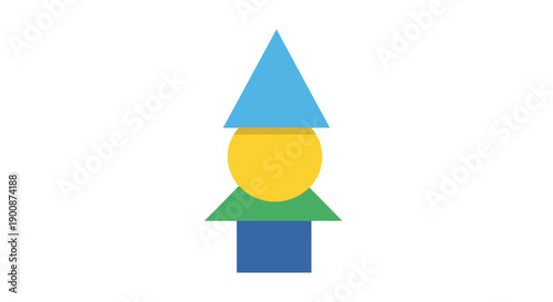 Colorful geometric shape tower stacked.