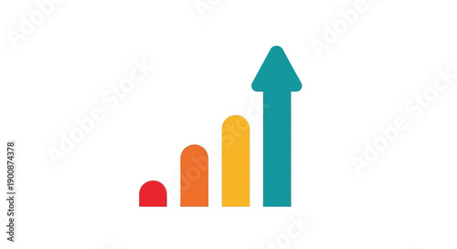 Colorful graph with upward trend arrow.