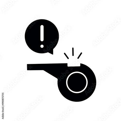 Whistleblowing icon, isolated on white background.