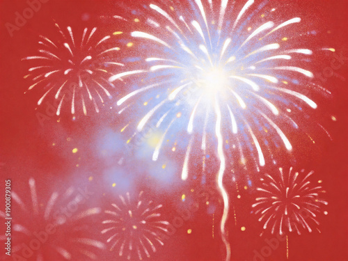 fireworks on red background