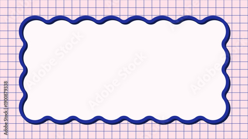 グリッド×うねうねフレーム　ブルー