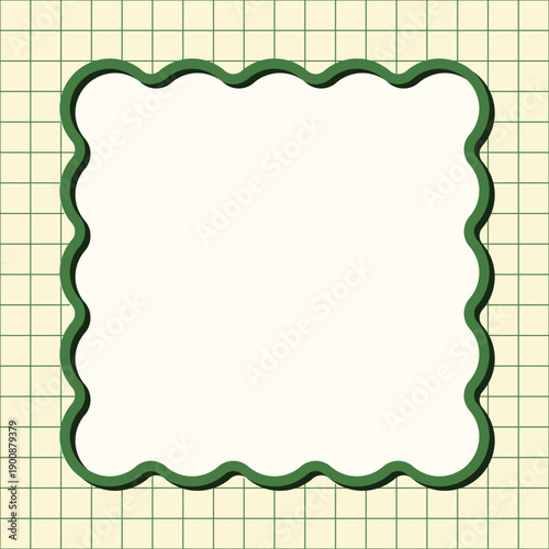 グリッド×うねうねフレーム　グリーン