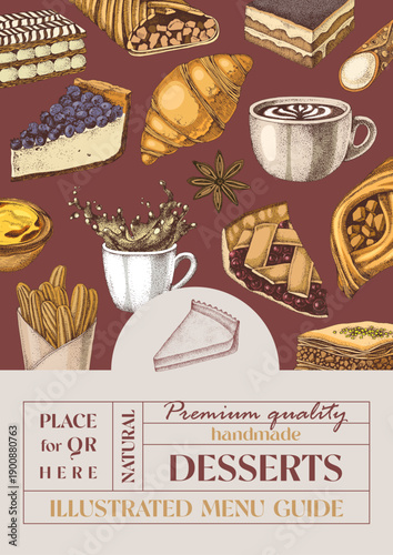 Banner with handmade desserts vector illustration