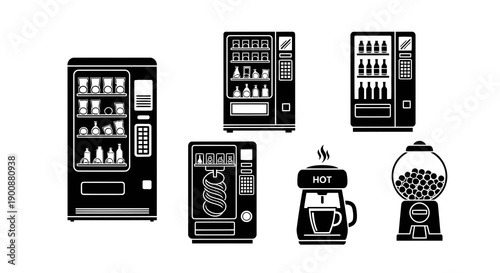 Vending Machine Vector Illustration | Automatic Snack and Drink Dispenser | Retail Machine Design