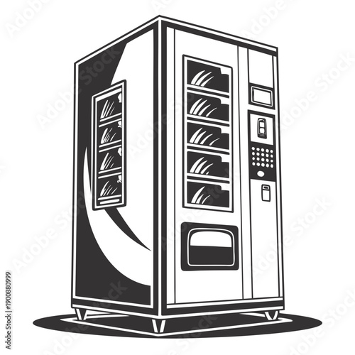 Vending Machine Vector Illustration | Automatic Snack and Drink Dispenser | Retail Machine Design