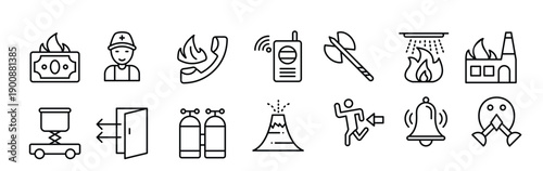 fire rescue line vector icons 