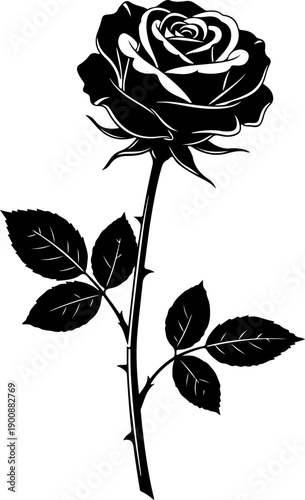 Vintage Style Rose silhouette vector illustration