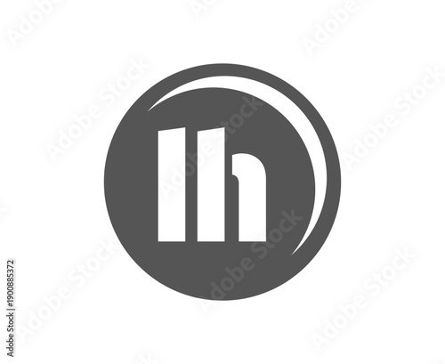 LH sport emblem or team logotype. Ball logo with a combination of Initial letter L and H for balls shop, sports company, training, club badge.