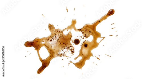 Splatter of coffee stain or espresso drop isolated on transparent background