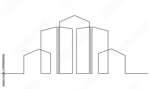Minimalist city skyscrapers one continuous line illustration for urban landscape and real estate concept