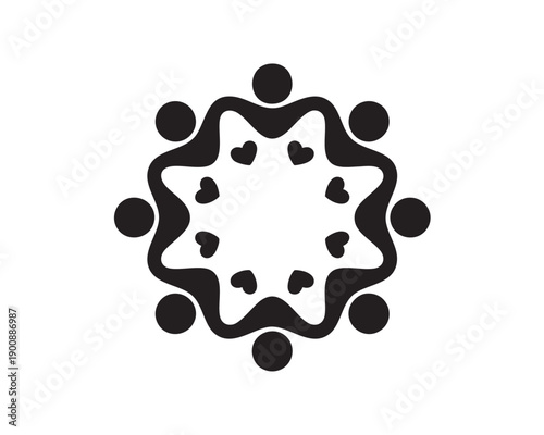 People Joining Hands in Unity Circle with Hearts