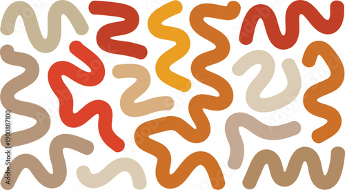 An organic pattern of earthy toned wavy lines creating a subtle and natural texture on white