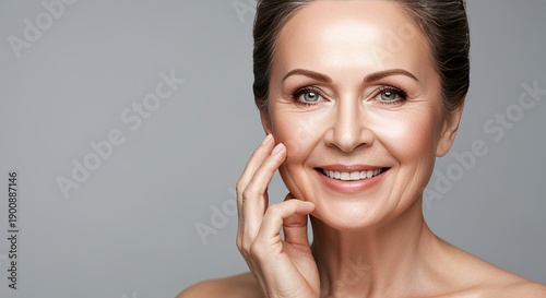Timeless Radiance Beautiful Mature Woman Smiling, Embracing Her Natural Grace and Inner Wisdom