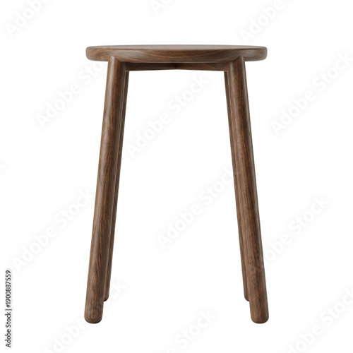 Bild auf Leinwand Round dark walnut wood bar stool on transparent background