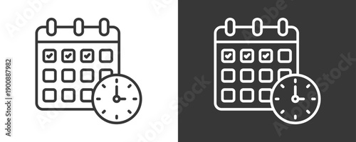 Schedule Icon Set Vector Collection Isolated In Black And White
