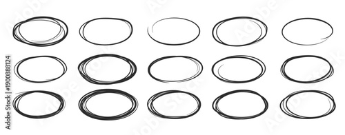 hand drawn ellipse doodles sketch pencil oval frames black
