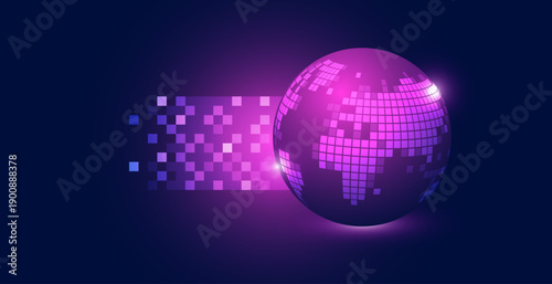 mondo, pixel, elaborazione dati, invio dati, concetto informatica, digitale, 