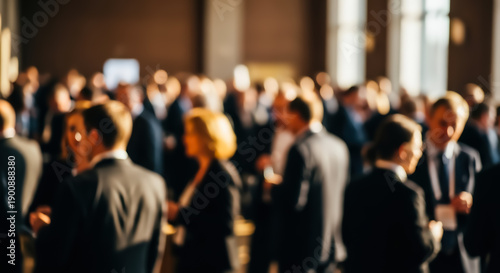 Wallpaper Mural Blurred blurred image of a large group of business professionals networking at a corporate event in a spacious venue with natural light and elegant decor Torontodigital.ca