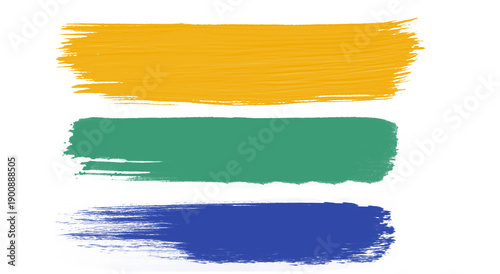 Set of three watercolor paint strokes in transparent PNG format