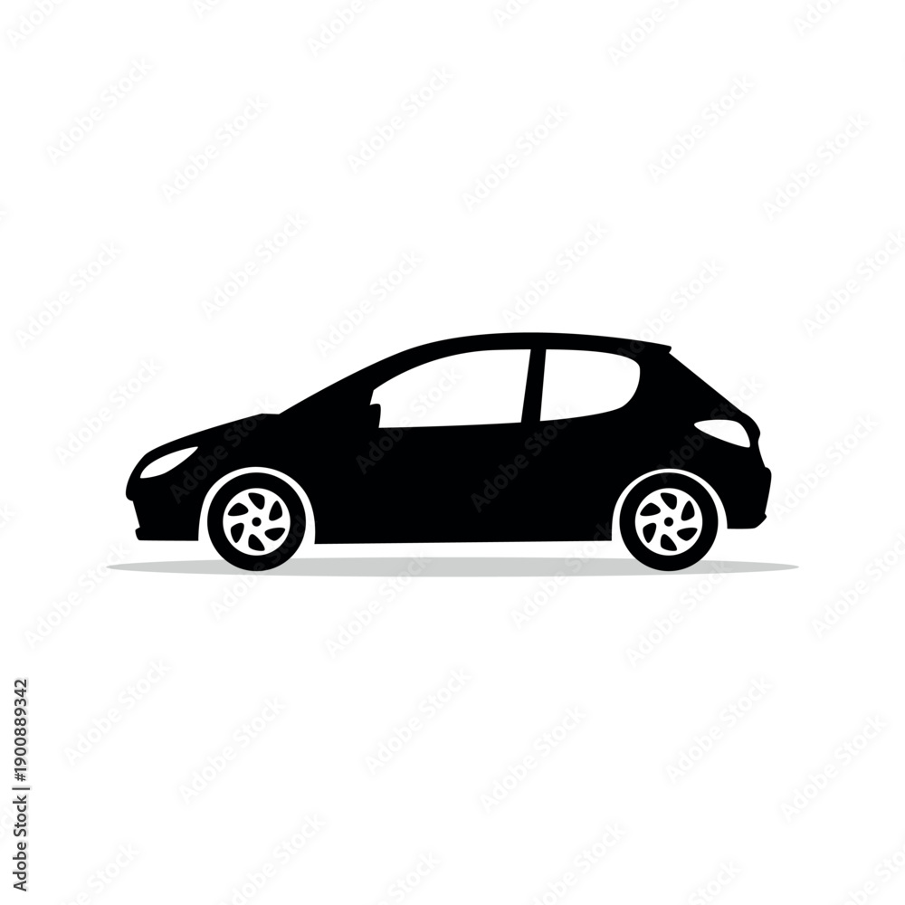 Obraz premium Black car silhouette icon. Side View. Vector illustration