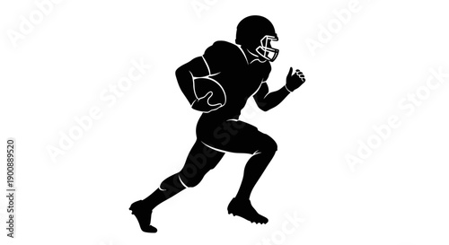 Silhouette of a football player running with the ball, ready for action and athletic competition on the field