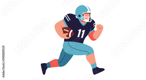 Dynamic Illustration of an American Football Player in Action, Running with the Ball