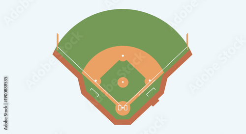 Top-down view of a baseball field with home plate, pitcher's mound, bases, and outfield, representing the sport of baseball and its iconic diamond shape