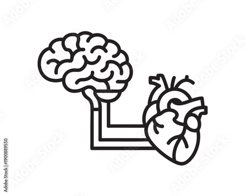 Brain Connected to Heart with Nerves, Symbolizing Emotional Intelligence