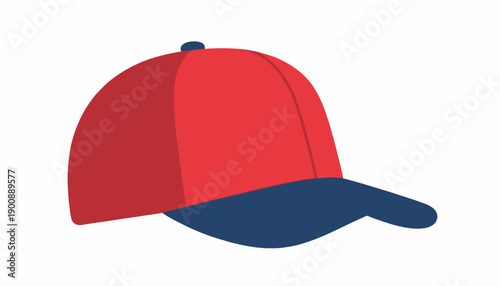 A vibrant red and blue baseball cap with a curved brim, depicted as a simple graphic illustration on a white background.