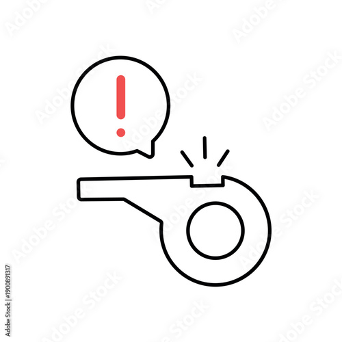 Whistleblowing icon, isolated on white background.