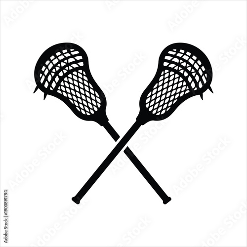 Women's Lacrosse Sigil, Sports Helmet and Lacrosse Stick Silhouette

