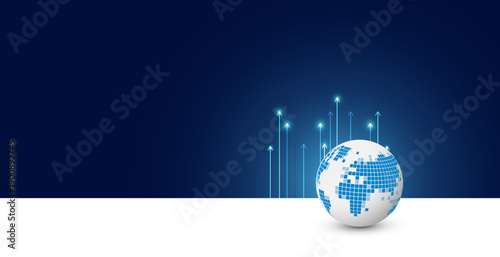 mondo, frecce, elaborazione dati, invio dati, concetto informatica, digitale, 