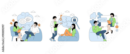 Psychotherapy Session Vector Illustration with Therapist