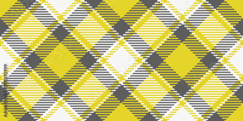 Random vector background texture, autumn check plaid textile. Filigree seamless tartan pattern fabric in yellow and white colors.