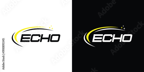 Echo logo design vector, echo typography text graphic icon concept