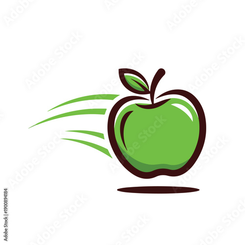 green apple with a leaf