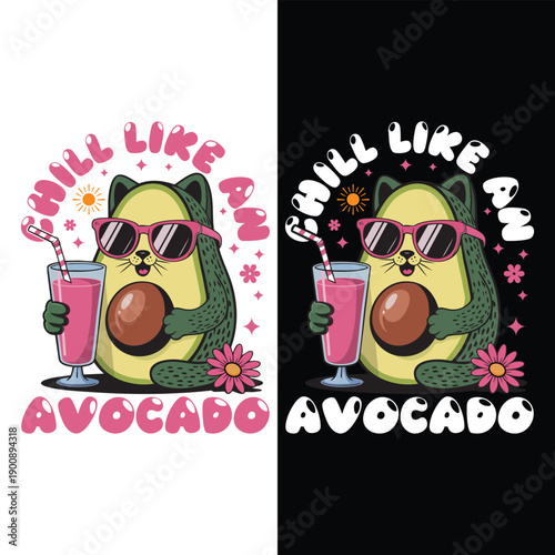 Summer avocado t-shirt design vector sticker
