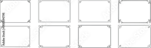 Decorative Calligraphic Frames with Ornamental Corner Flourishes for Certificates and Invitations