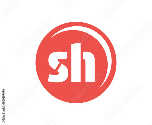 SH sport emblem or team logotype. Ball logo with a combination of Initial letter S and H for balls shop, sports company, training, club badge.