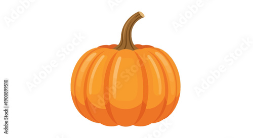 A vibrant, ripe orange pumpkin with a thick stem, isolated on a white background, showcasing its ribbed surface and autumnal charm.